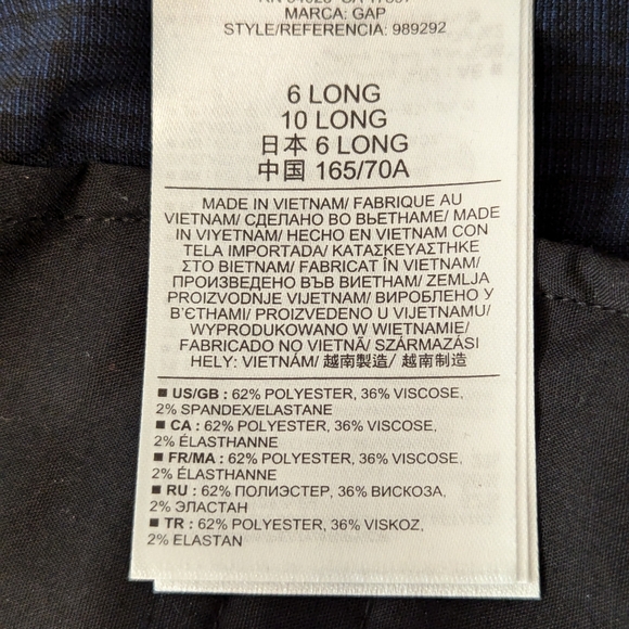 Women's Gap Pants, Blue plaid, size 6L - Picture 6 of 7